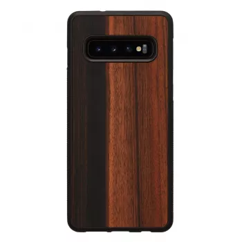 Nutitelefoni ümbris man and wood Samsung Galaxy S10 jaoks — eebenmust, kaitsev puidust tagakülg ja raam