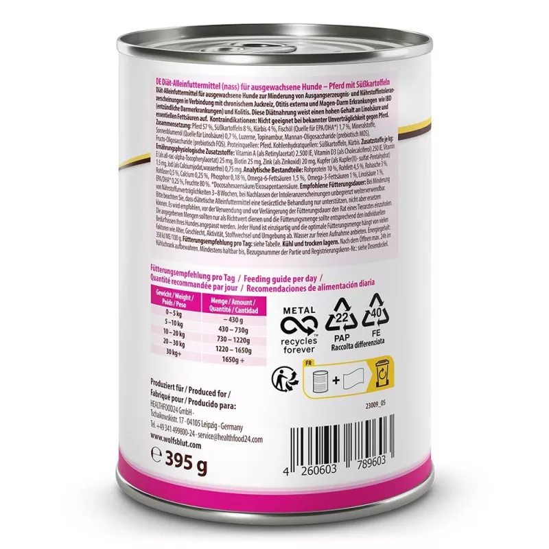 Wolfsblut VetLine Hypoallergenic märgtoit koertele hobuselihaga, 395 g