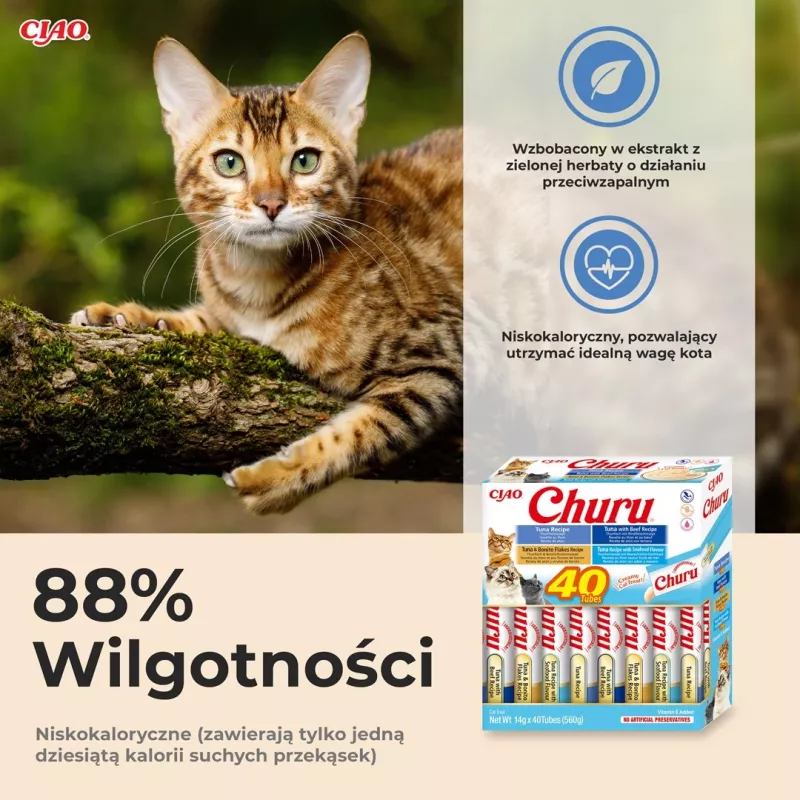 Märjad kassimaiused INABA Churu Variety box Tuunikala mereandidega — 40 x 14 g pastapakikesed, teraviljavabad, suhkruvabad