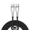 USB-C–USB-C kaabel Baseus Cafule Metal — 2 m, 100 W laadimine, USB 2.0 (480 Mbps), tsingitud kontaktid, must