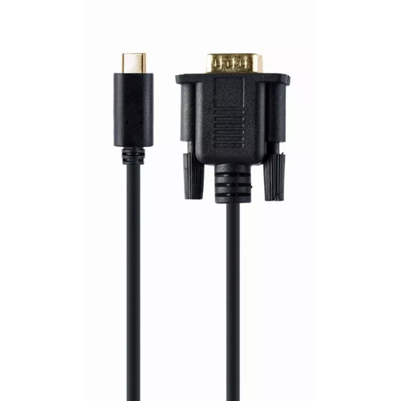 USB graafikaadapter Gembird A-CM-VGAM-01, USB-C VGA-le, 1920x1080, 0,15 m kaabel, must