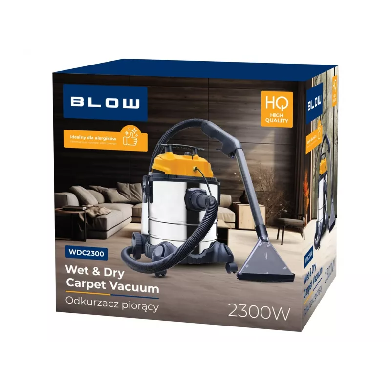 Ride-on pesupesur BLOW WDC2300 — must vesi 25 L, puhas vesi 4,5 L, 1,5 m voolik, 6 m juhe, 7,35 kg