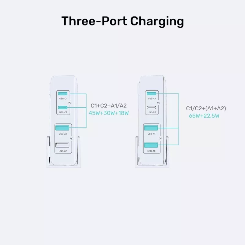 Uniteki lauaadapter P1229ABK01-EU 100W 2× USB-A ja 2× USB-C-ga