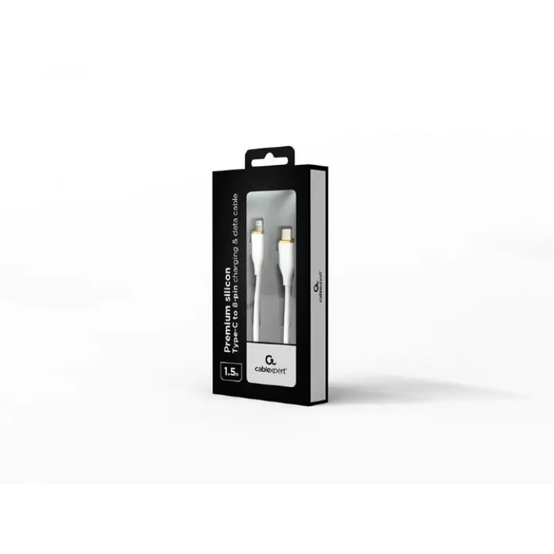 Gembird CC-USB2S-CM8PM-1.5M-W USB-C - 8-pin Lightning kaabel, 1,5 m, valge