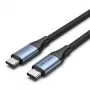 Vention USB4 Gen 3x2 USB-C to USB-C kaabel 1 m, 5A, alumiiniumsulam, puuvillpõiming