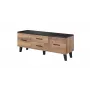 Teleriiul Cama Meble LOTTA 140 cm — wotan tamme raam, must puitlaastplaadi pealispind, 1400×400×530 mm