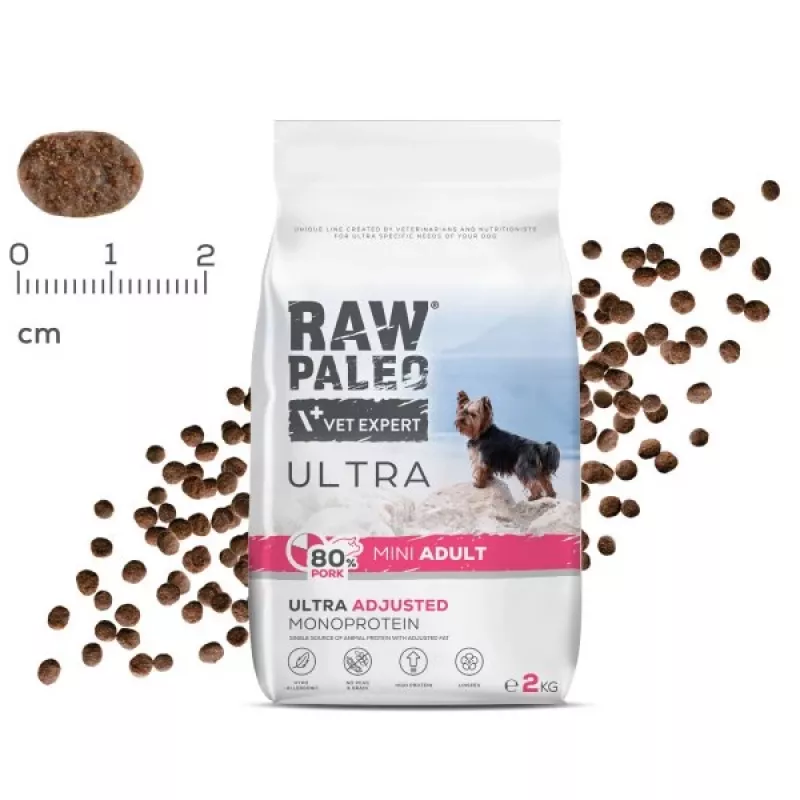 VETEXPERT RAW PALEO Ultra Pork Mini Adult kuiv koeratoit 2 kg