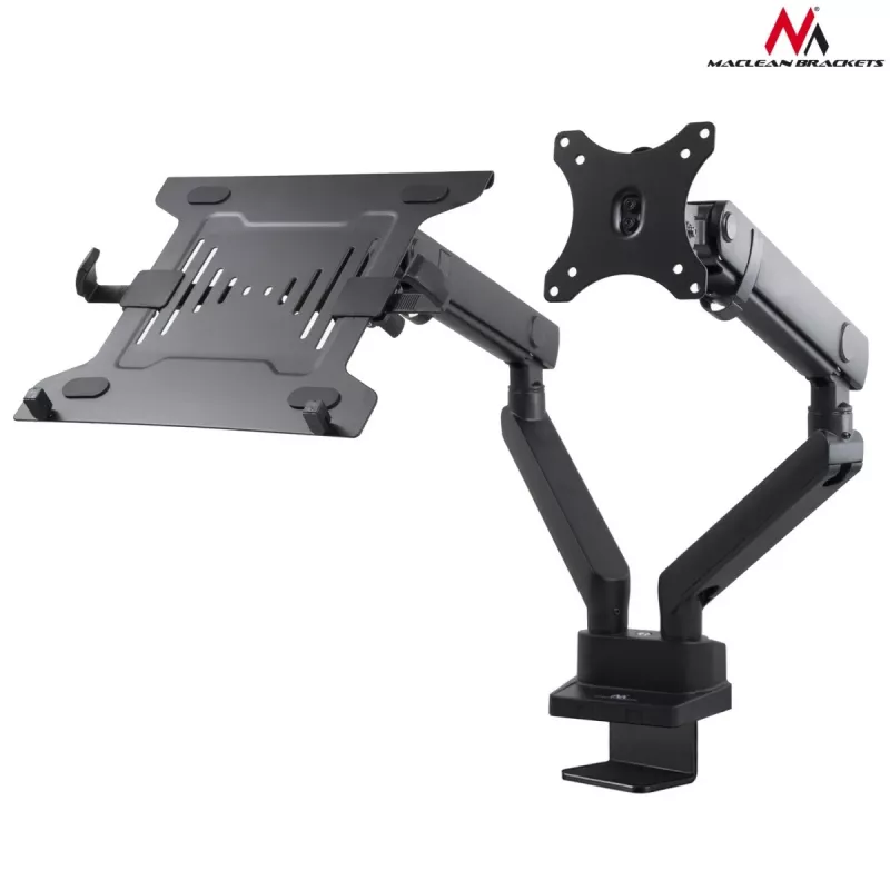 Monitor and Laptop Dual Desk Mount MACLEAN MC-813 for 17–32 inch screens, VESA 75x75/100x100