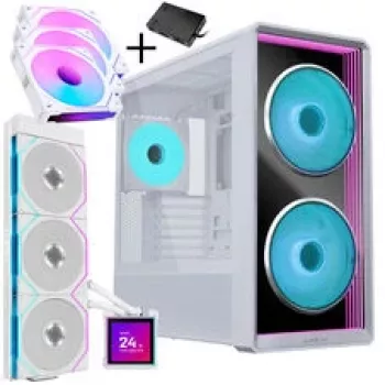 Lian Li LANCOOL 217 INF PC-korpuse komplekt + HydroShift II LCD-S 360TL AIO + 3x UNI FAN SL-INF 120 pööratud labaga ventilaatorit - Valge
