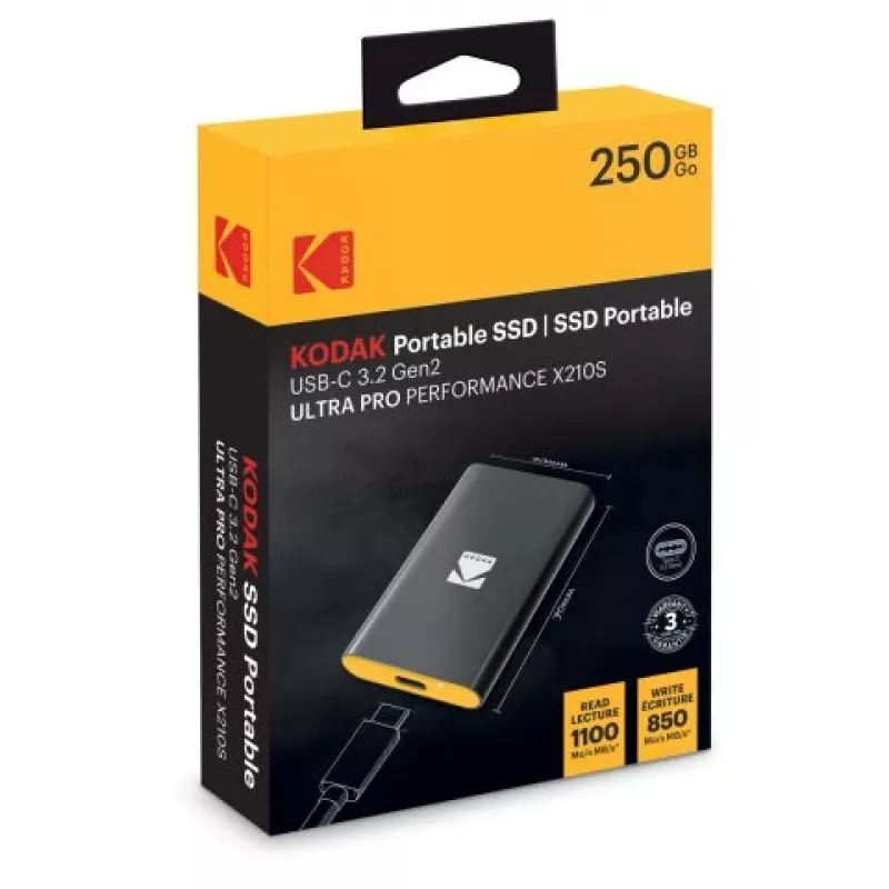 Kaasaskantav SSD Kodak X210S 250 GB USB-C 3.2 Gen 2 EKSSD250GX210SK