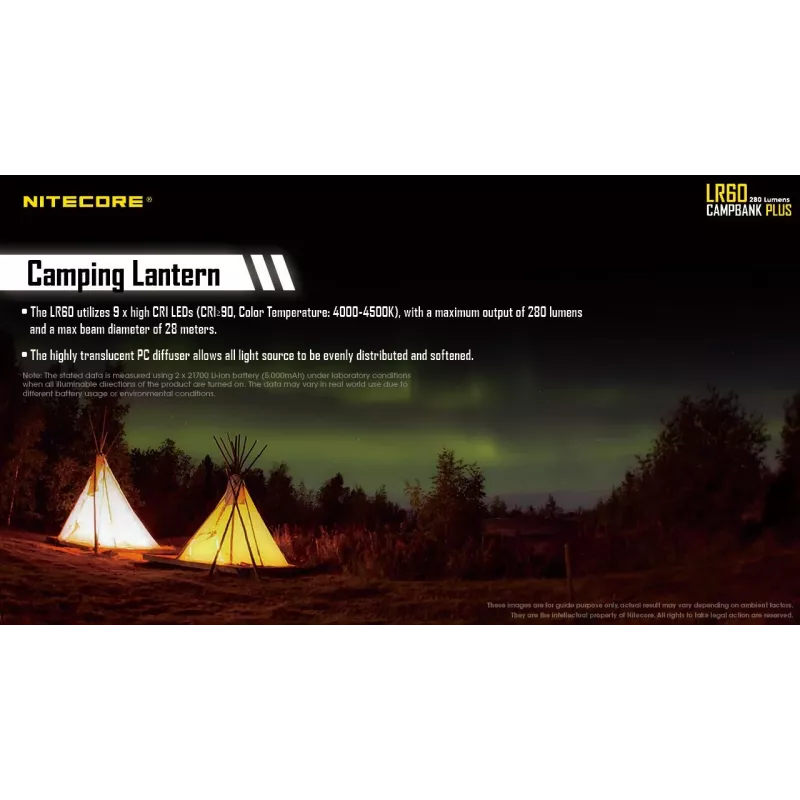Akutoitel matkalatern Nitecore LR60 280 lm USB C