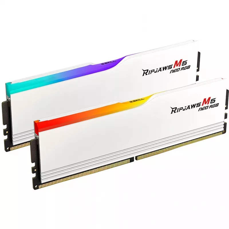 DIMM 64 GB DDR5-6000 (2x 32 GB) Dual-Kit, mälu valge, F5-6000J2836G32GX2-RM5NRW, Ripjaws M5 Neo RGB, AMD EXPO