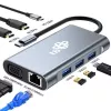 HUB 8in1 adapter USB C HDMI x2 USB VGA RJ45 PD