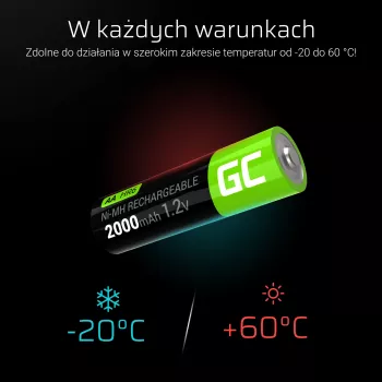 Laetav aku roheline Cell GR06 AA NiMH 1,2 V 2000 mAh, 2 tk, 50,5 mm