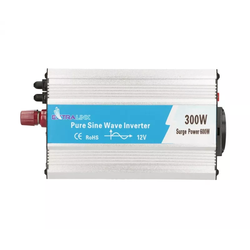 Pingemuundur Extralink OPIP-300W 12V 300W puhas siinus, alumiiniumkorpus, aktiivne jahutus