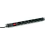 Pistikupesade rida DIGITUS DN-19 PDU-7S — 7 pistikupesa, 230 V, 0,48 m kaabel