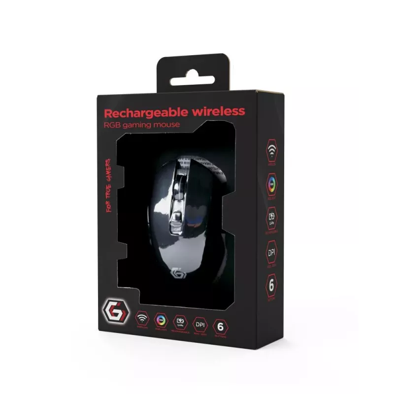 Juhtmevaba RF optiline hiir Gembird MUSGW-6BL-02 — paremakäeline, 3200 DPI, 6 nuppu, must, RGB