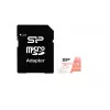 MicroSDXC-kaart Silicon Power Superior 128 GB UHS‑I Class 10 U3 V30, 100/80 MB/s, valge/virsik