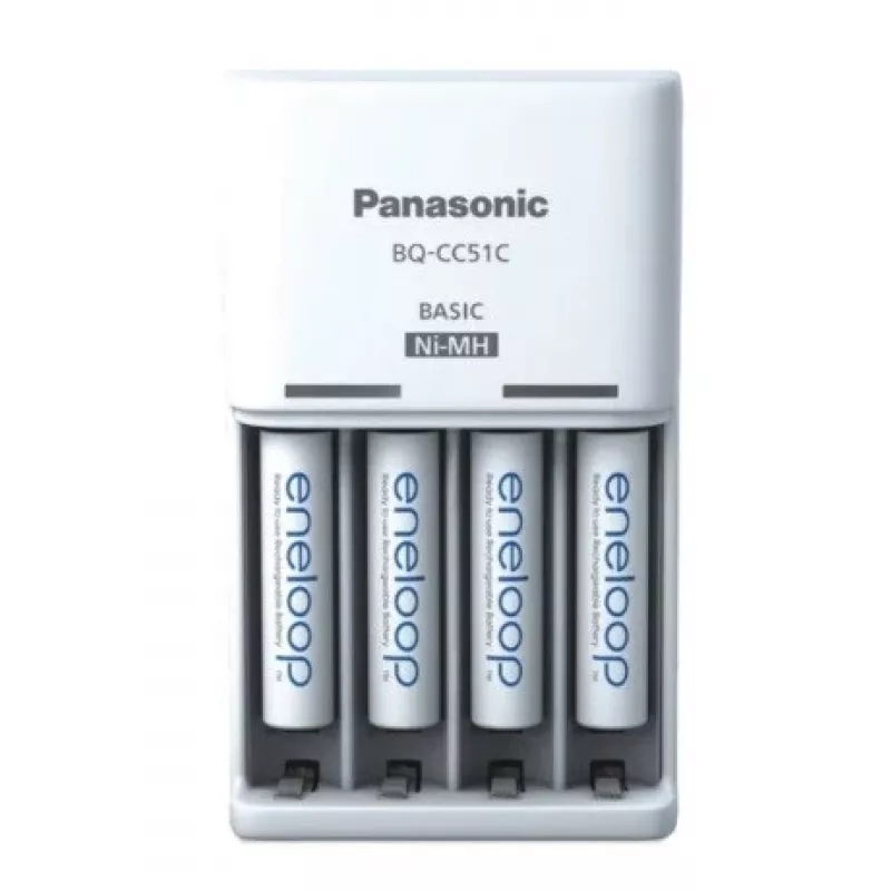 Akulaadija PANASONIC Eneloop Basic BQ-CC51 + 4x AAA 800 mAh (K-KJ51MCD04E)