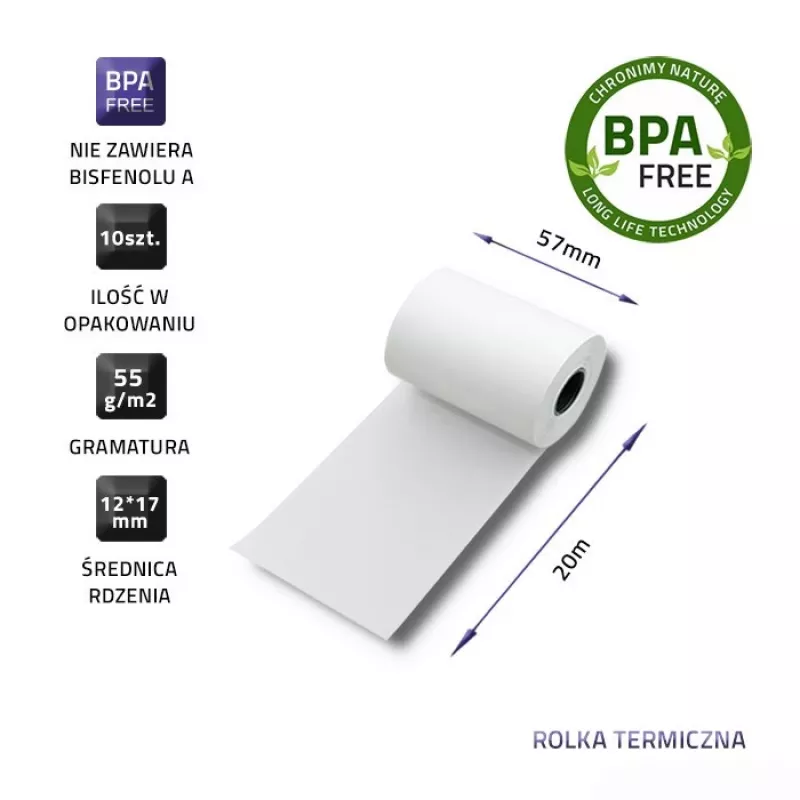 QOLTEC paberist printerisildid 5,7 cm laius, valge, 55 g/m², 10 tk pakendis (mudel 51896)
