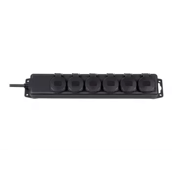pikendusjuhe IP44 6 pesaga must 2 m H07RN-F 3G1,5 (1159970)