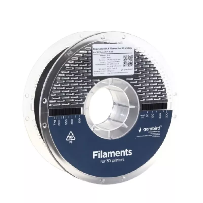 3D printimisfilament Gembird PLA 1.75 mm Must 1 kg rull