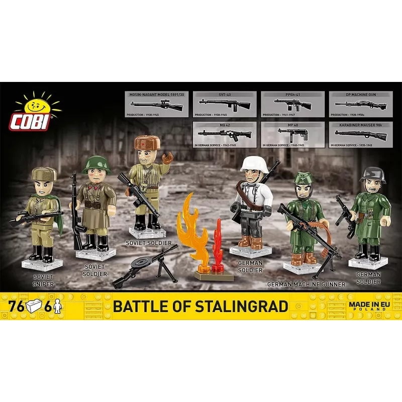 Cobi ehitusklotsid Stalingradi lahingu mudelikomplekt — 76 tk, ajalooline diorama