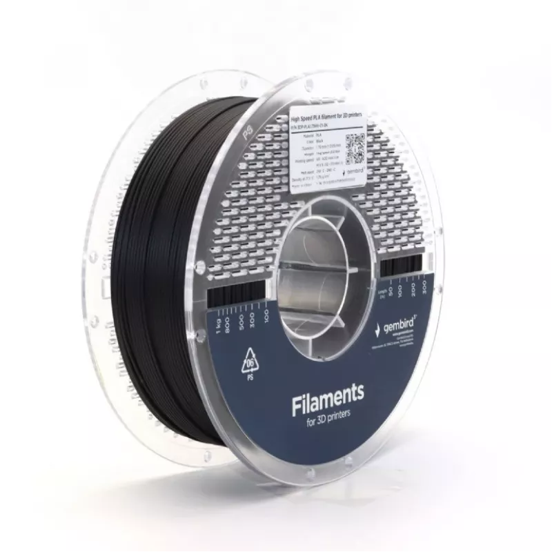 3D printimisfilament Gembird PLA 1.75 mm Must 1 kg rull