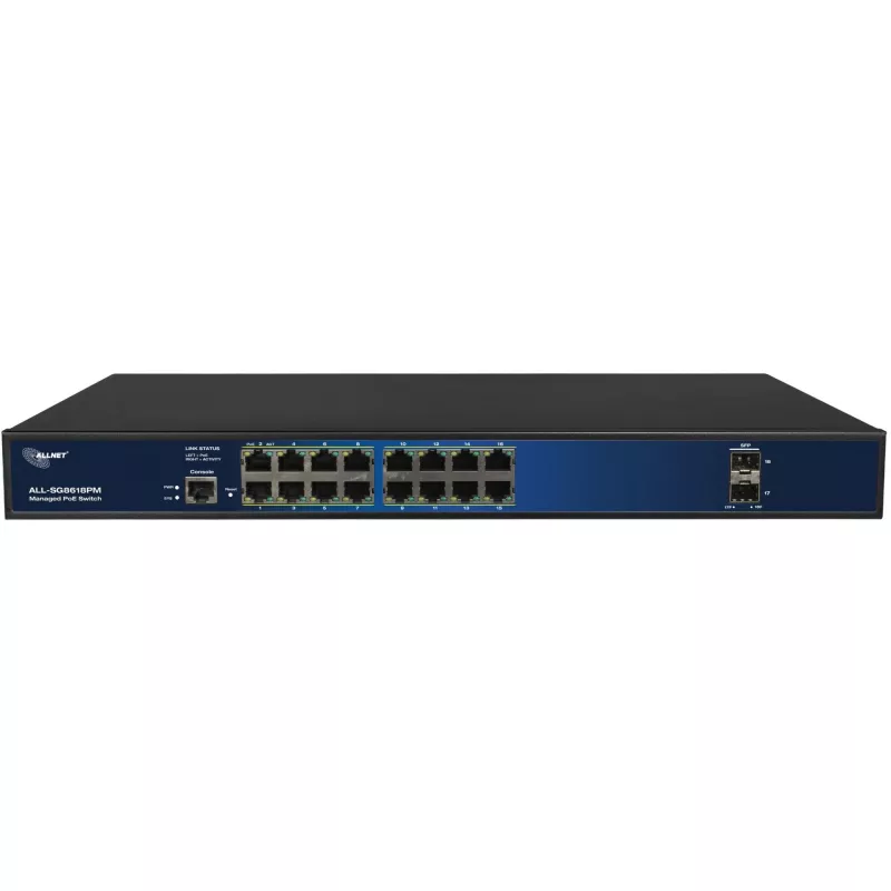 PoE-lüliti ALLNET ALL-SG8618PM 18-pordine Gigabit (16 PoE + 2 üleslingi)