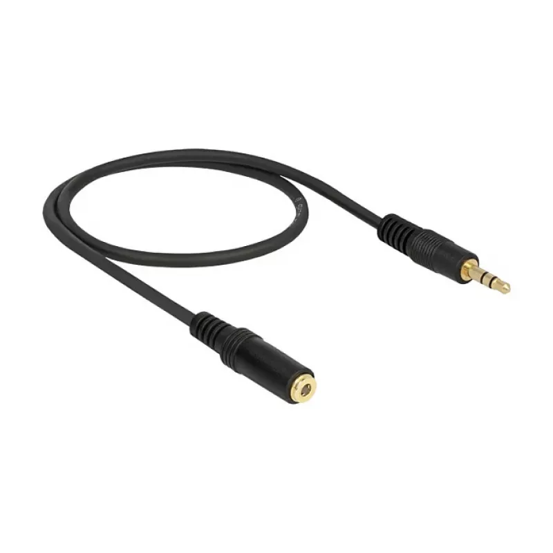 3,5 mm M-F audiokaabel DeLOCK 83762 0,5 m must