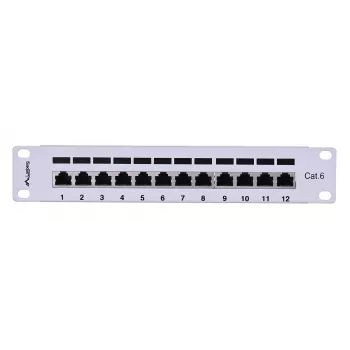 Patch-paneel LANBERG PPF6-9012-S, 12 pordiga, metallist, hall, 1U, 215×130×44,5 mm