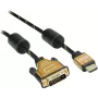 Roline Gold - videokaabel - Dual Link - HDMI/DVI - DVI-D (M) kuni HDMI (M) - 1 m - varjestatud - must, kuldne - 4K tugi