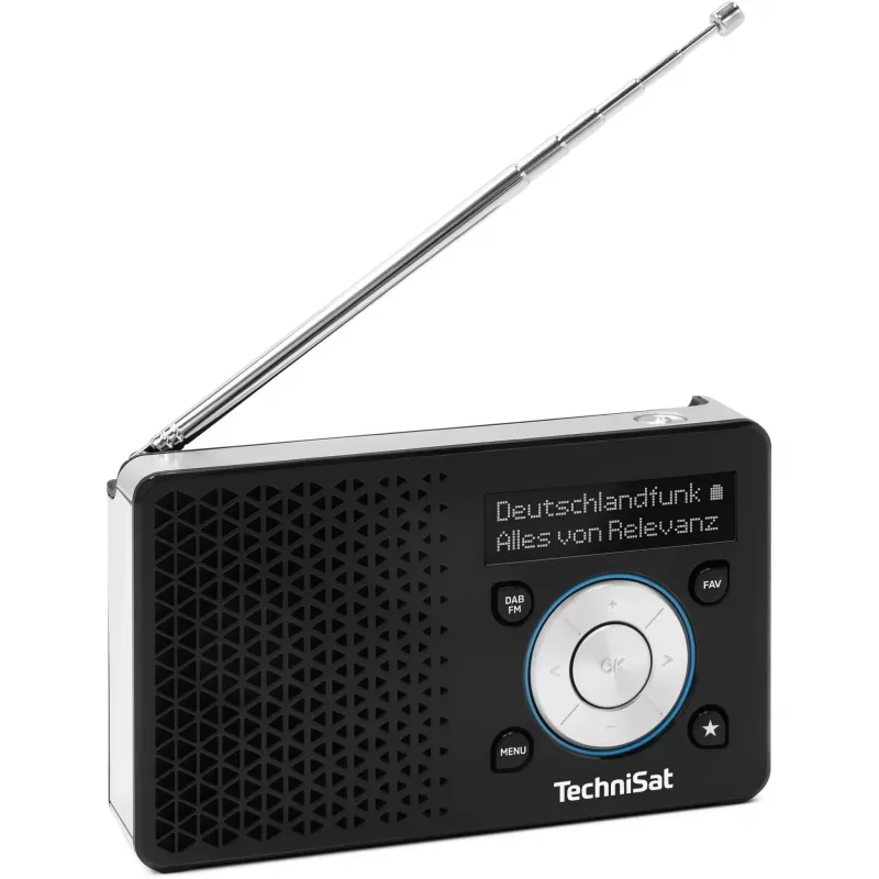 Kaasaskantav raadio TECHNISAT DIGITRADIO 1 A — DAB+/FM, OLED-ekraan, USB-C, 3,5 mm kõrvaklappide pesa, 1 W, must/hõbedane