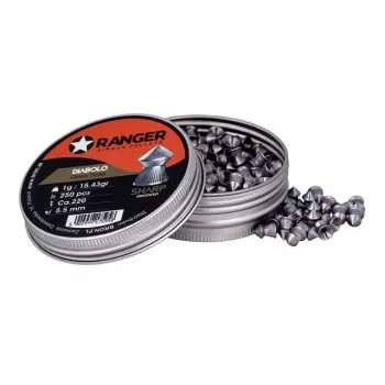 Pneumaatilise relva kuulid RANGER PRORO 5,5 mm, diabolo kuju, hõbedased, 250 tk, alumiiniumist dosaator