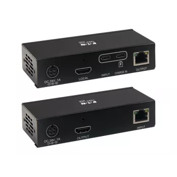 Eaton Tripp Lite Series USB-C to HDMI üle Cat6 pikenduskomplekt KVM-toega, 4K 60Hz, 4:4:4, saatja/vastuvõtja, USB, PoC, HDCP 2.2, kuni 70 m, TAA