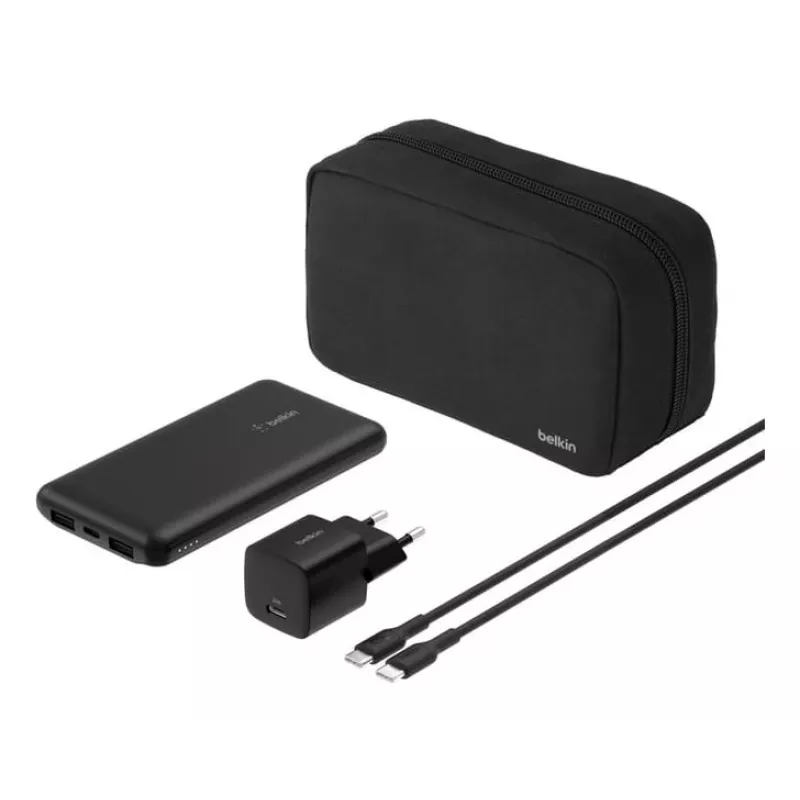 Belkin BoostCharge - Powerbank + toiteadapter - 10000 mAh - PD - 3 väljundporti (24-pin USB-C, 2 x USB)