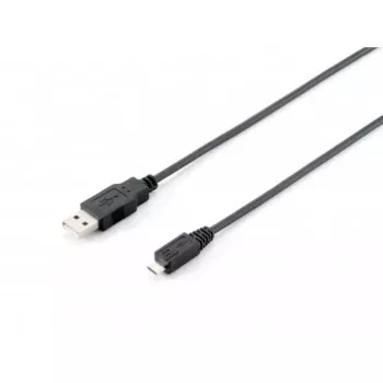 Equip USB 2.0 Type A to Micro-B kaabel, 1.0m, Must, 1 m, USB A, Micro-USB B, USB 2.0, Male/Male, Must