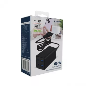 Gembird TA-UC-2A2C-PD65-01-BK mobiilseadme laadija Sülearvuti, Nutitelefon Must AC Kiirlaadimine Siseruumides