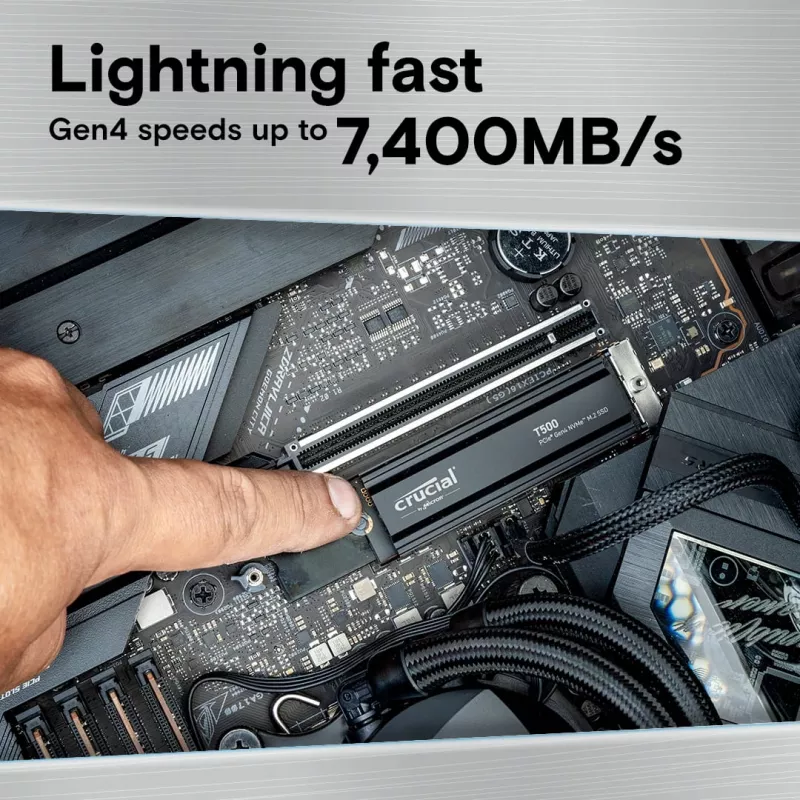 SSD-ketas Crucial T500 1TB M.2 NVMe 2280 PCIe 4.0 jahutusradiaatoriga