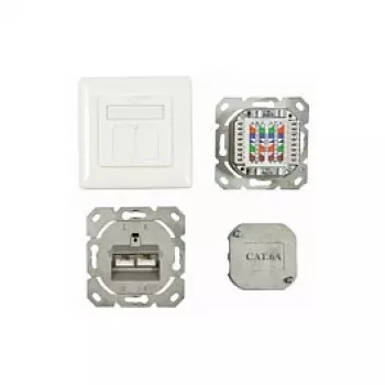 Synergy 21 S216358 - 2 x RJ-45 - 6a - Valge - 80 mm - 80 mm - 5,6 cm
