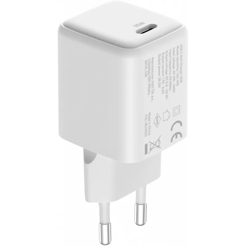 USB C 35W 3A Power Delivery 3.0 QC 3.0 seinadapter valge