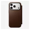 Nahast fliip-stiilis telefonikate Nomad Modern Leather Folio iPhone 17 Pro jaoks — pruun, sobib 6,3 tolli (16 cm) ekraanile, 4 kaarditaskut