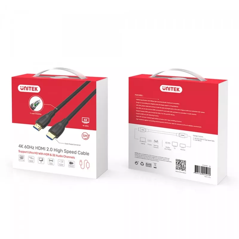 Unitek HDMI 2.0 kaabel, 4K 60Hz, C11068BK, 7M
