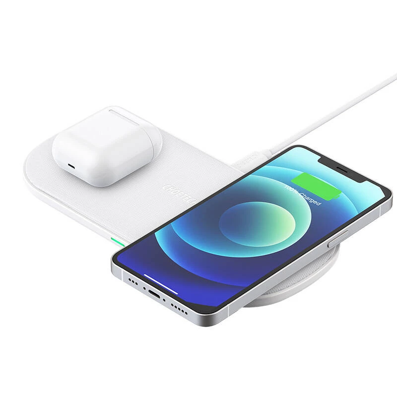Juhtmevaba laadija CHOETECH T535-SB Fast Dual 18W — Kaheseadmeline Qi laadimispadi