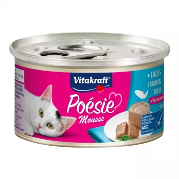 Märg kassitoit Vitakraft Poésie Mousse lõhe 85 g — täiskasvanud, teraviljavaba, lõhemaitse