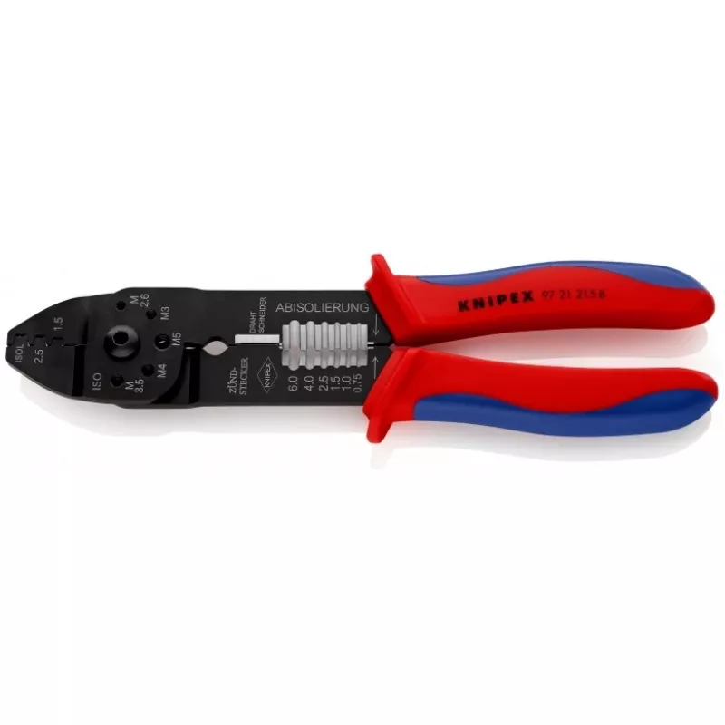 Knipex 97 21 215 B Crimptang Must, Sinine, Punane