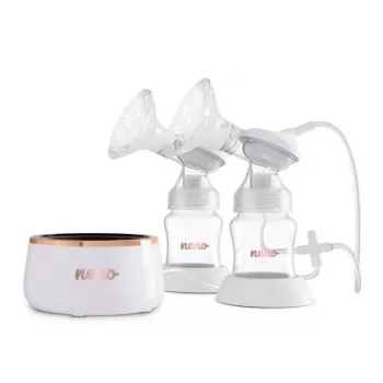 Elektriline topelt rinnapump neno Bella Twin Moon — juhtmevaba, kahefaasiline, LCD, 150 ml pudelid, pärl