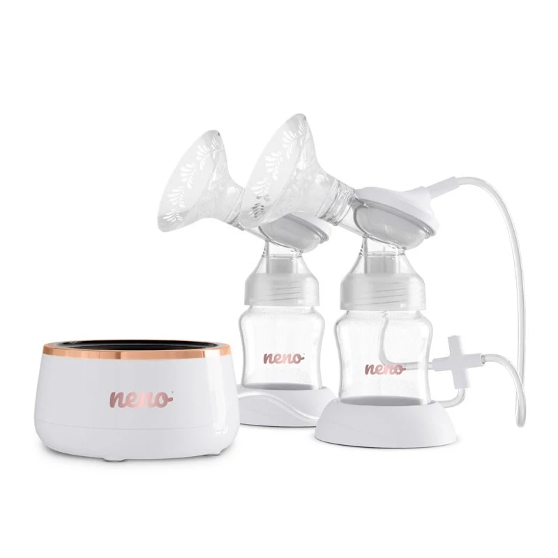 Elektriline topelt rinnapump neno Bella Twin Moon — juhtmevaba, kahefaasiline, LCD, 150 ml pudelid, pärl