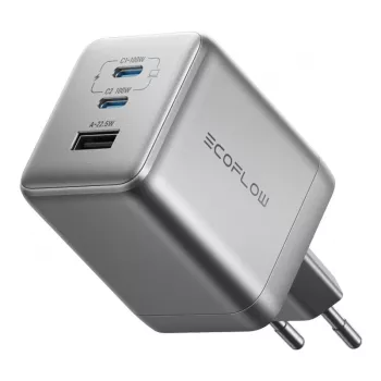 Laadija EcoFlow Rapid Pro 100W GaN USB-C 3-pordiga — 100 W väljundvõimsus, kompaktne disain