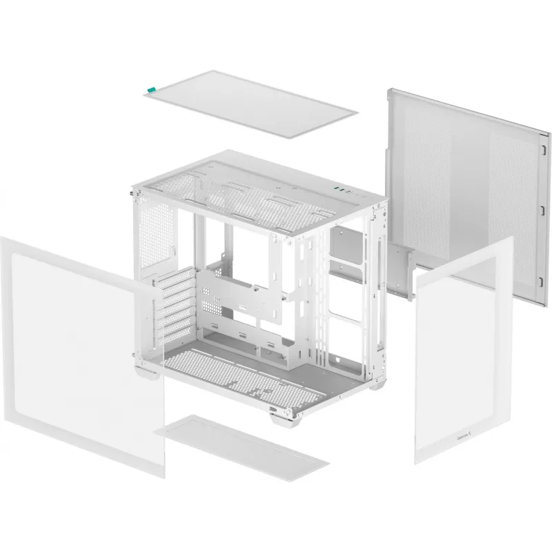PC korpus DeepCool CG530 WH Midi Tower — ATX/Micro ATX/ITX, karastatud klaas, 2×3,5-tollist + 3×2,5-tollist pesa, toetab kuni 410 mm graafikakaarti